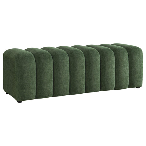Averill Chenille Upholstered Channel Accent Bench Green