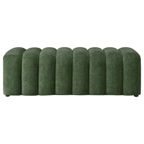 Averill Chenille Upholstered Channel Accent Bench Green