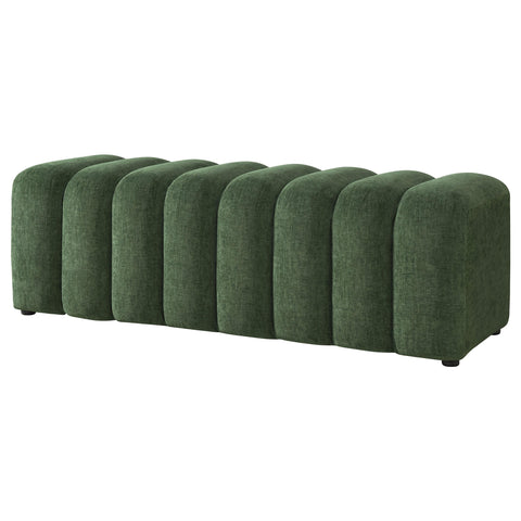 Averill Chenille Upholstered Channel Accent Bench Green