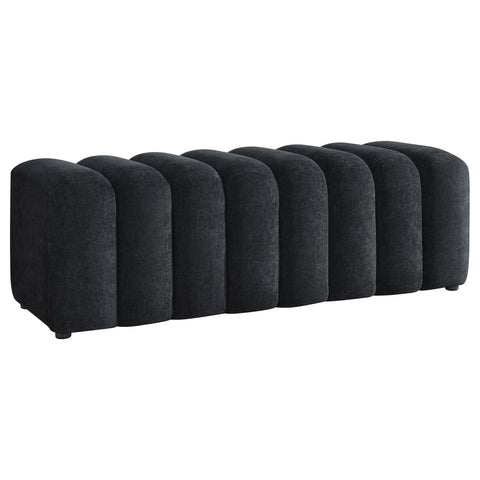 Averill Chenille Upholstered Channel Accent Bench Black