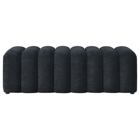Averill Chenille Upholstered Channel Accent Bench Black