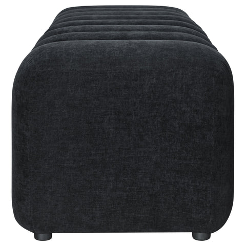 Averill Chenille Upholstered Channel Accent Bench Black