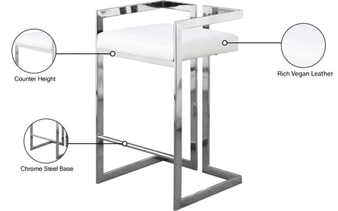 Vega White Vegan Leather Stool