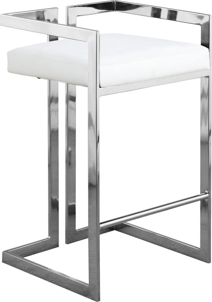 Vega White Vegan Leather Stool