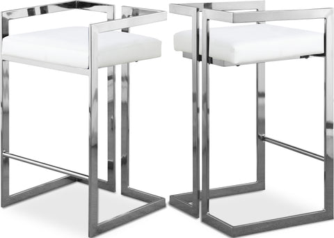 Sage White Vegan Leather Upholstered Counter Stool, 2-Piece