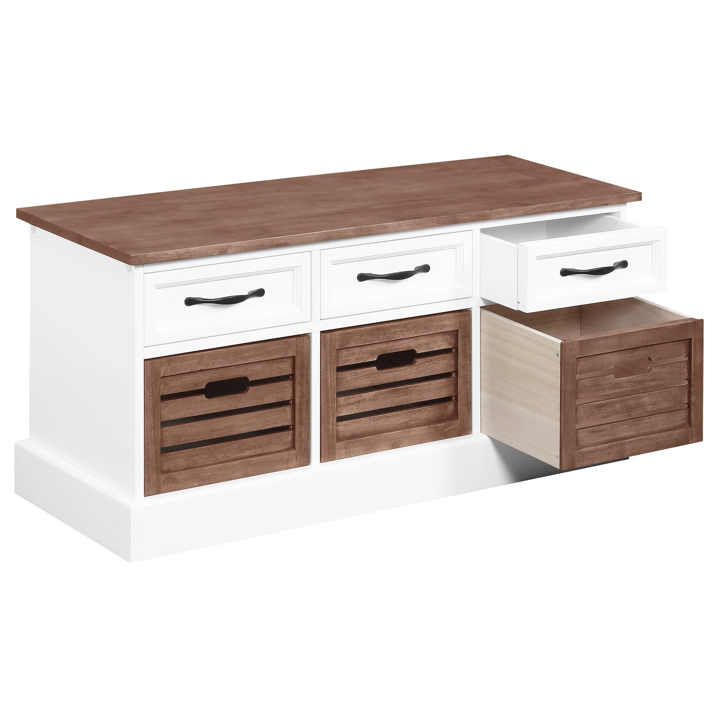 abelardo 3-drawer storage bench weathered brown and whitecappuccino