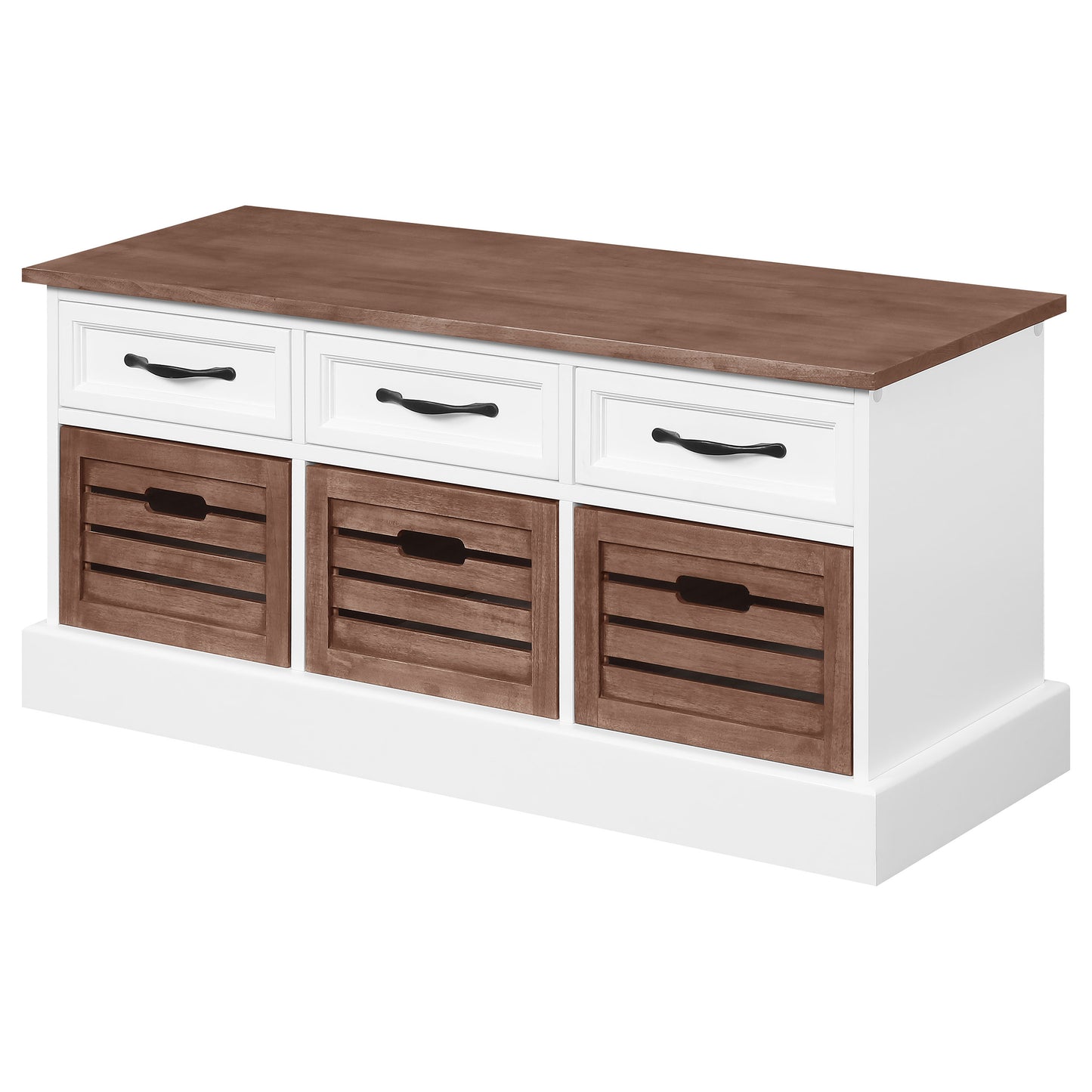 abelardo 3-drawer storage bench weathered brown and whitecappuccino