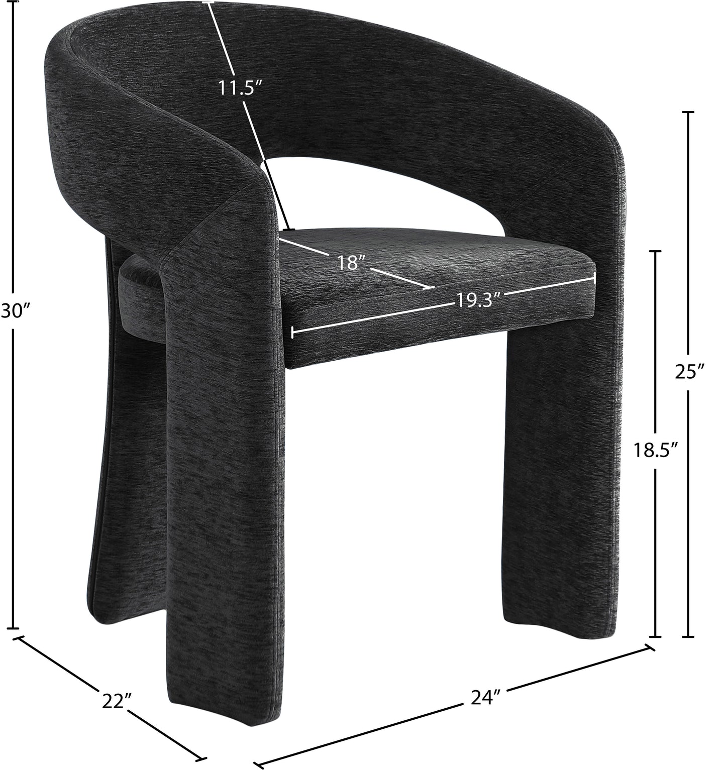 burl black plush fabric dining chair c