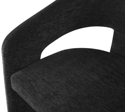 Burl Black Plush Fabric Dining Chair C