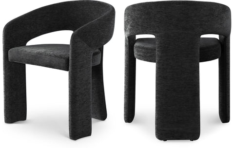 Olive Black Fabric Upholstered Dining Chair, 2-Piece