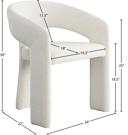 Burl Cream Plush Fabric Dining Chair C