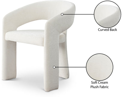 Burl Cream Plush Fabric Dining Chair C