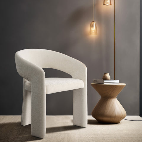 Burl Cream Plush Fabric Dining Chair C