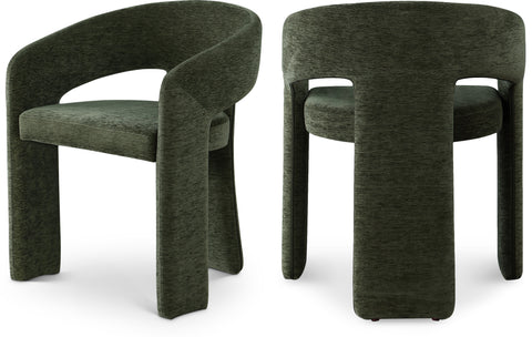 Olive Green Fabric Upholstered Dining Chair, 2-Piece