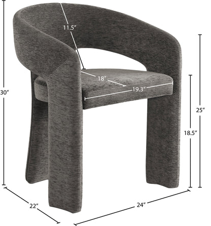 Burl Grey Plush Fabric Dining Chair C