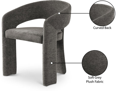 Burl Grey Plush Fabric Dining Chair C
