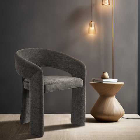 Burl Grey Plush Fabric Dining Chair C
