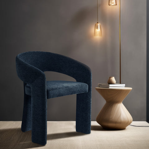 Burl Navy Plush Fabric Dining Chair C