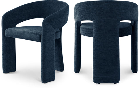 Olive Navy Fabric Upholstered Dining Chair, 2-Piece