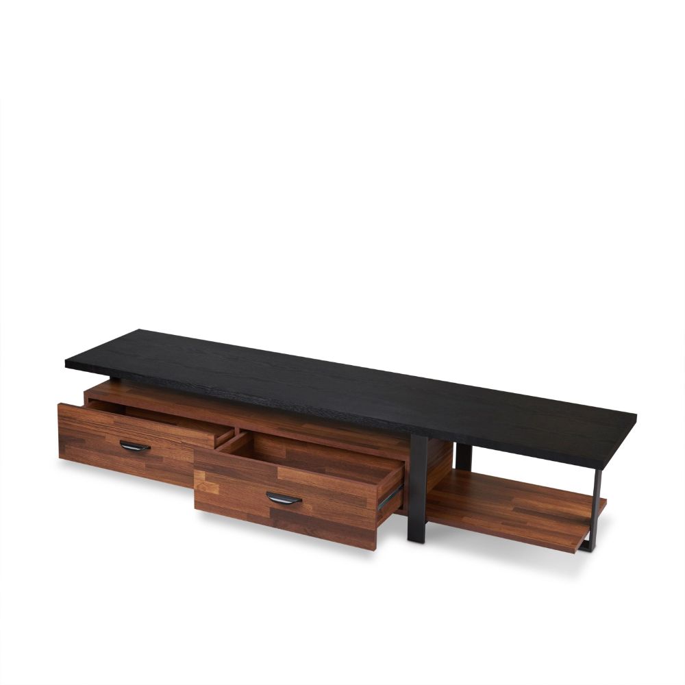 kaleea tv stand, walnut & black finish