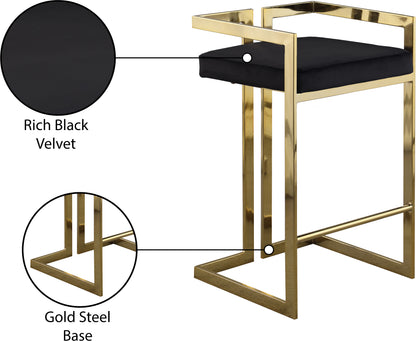 Alma Black Velvet Stool C