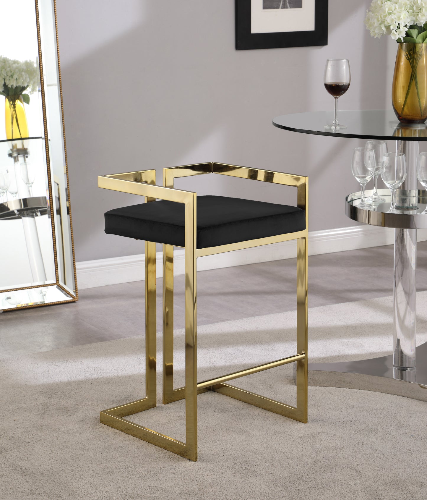 alma black velvet stool c