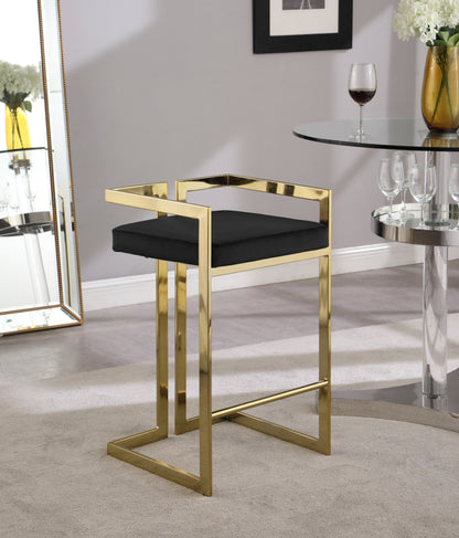 Alma Black Velvet Stool C