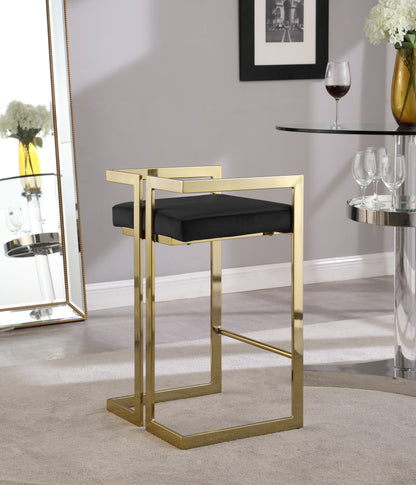 Alma Black Velvet Stool C