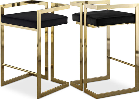 Sage Black Velvet Upholstered Counter Stool, 2-Piece (Style 2)