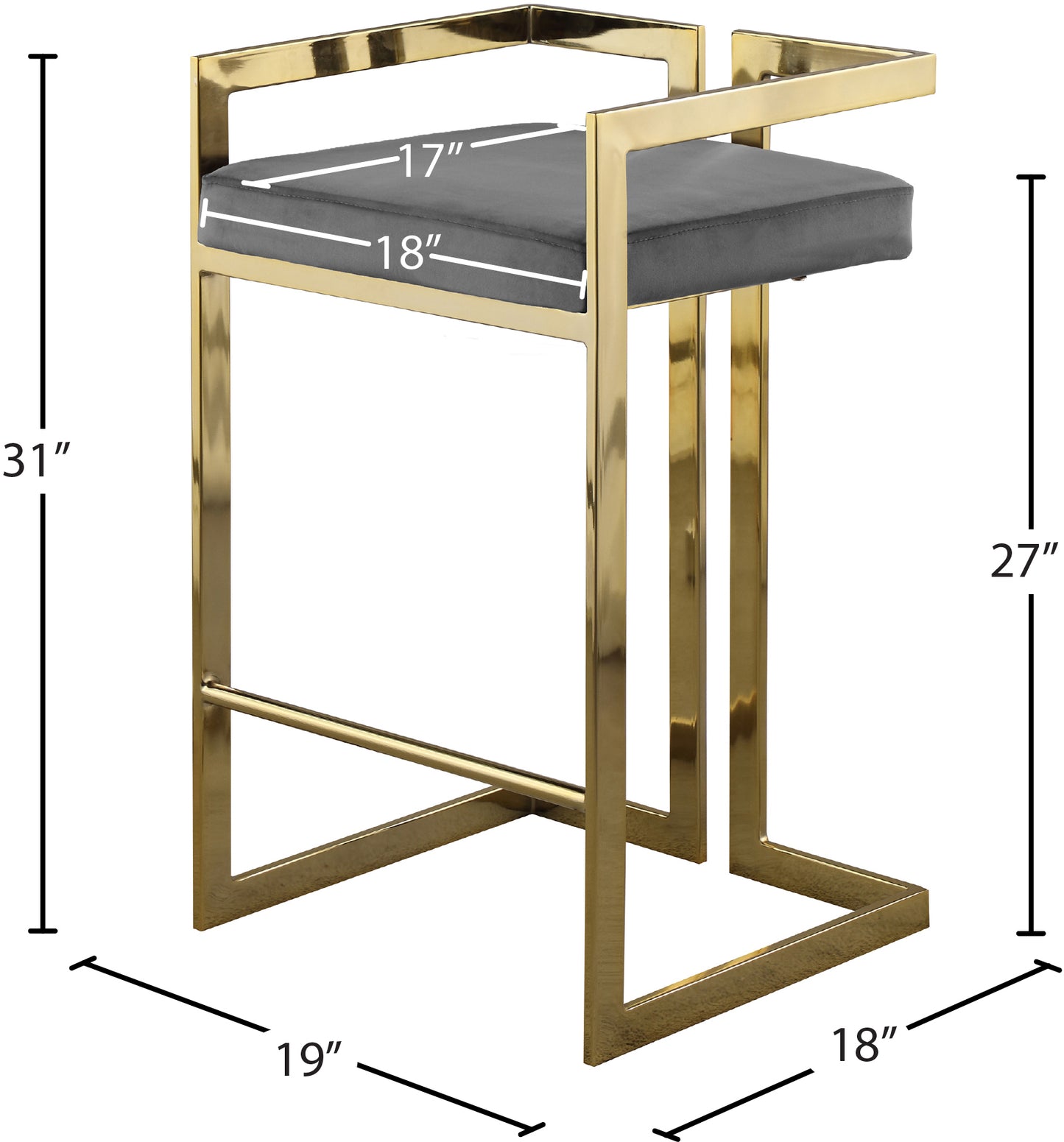 alma grey velvet stool c