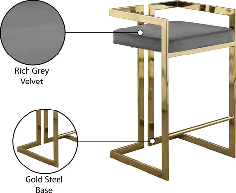 Alma Grey Velvet Stool C