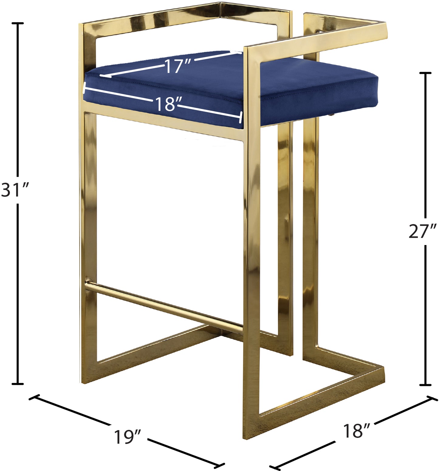 alma navy velvet stool c