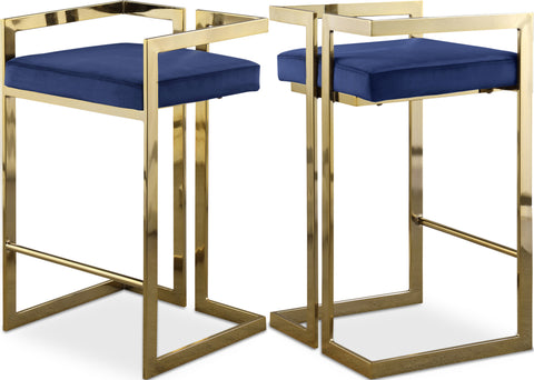 Sage Navy Velvet Upholstered Counter Stool, 2-Piece (Style 2)