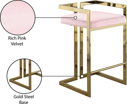 Alma Pink Velvet Stool C