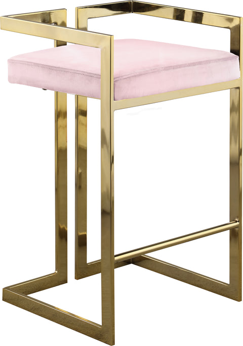 Sage Pink Velvet Upholstered Counter Stool, 2-Piece