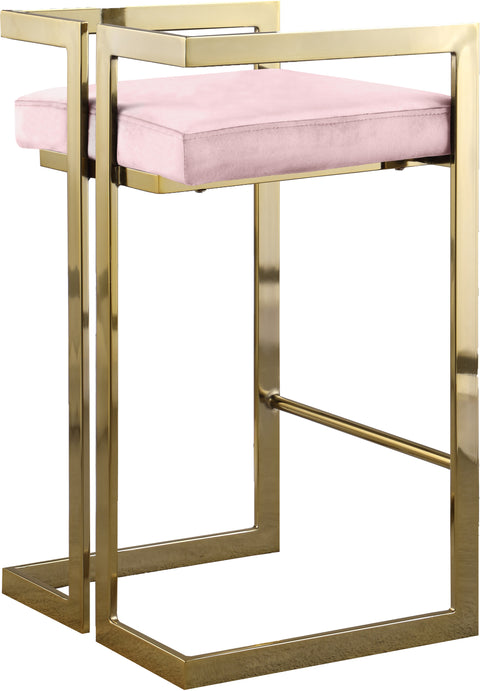 Sage Pink Velvet Upholstered Counter Stool, 2-Piece