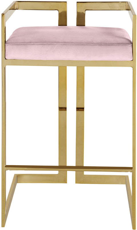 Sage Pink Velvet Upholstered Counter Stool, 2-Piece