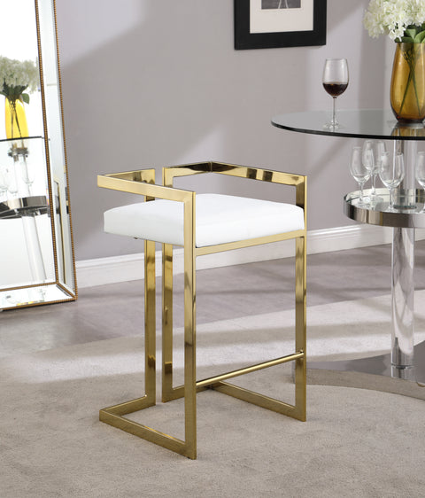 Alma White Faux Leather Stool C