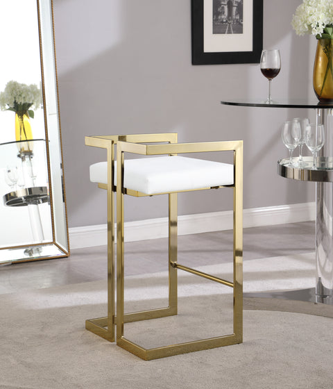 Alma White Faux Leather Stool C