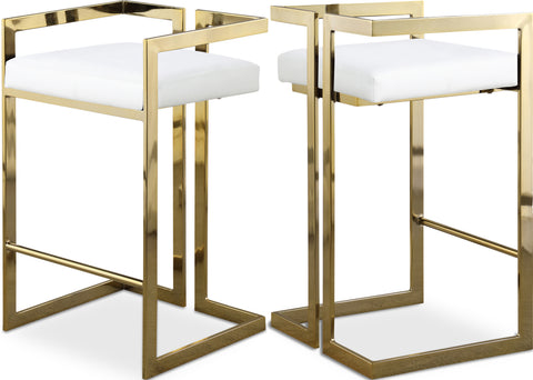 Sage White Vegan Leather Upholstered Counter Stool, 2-Piece (Style 2)