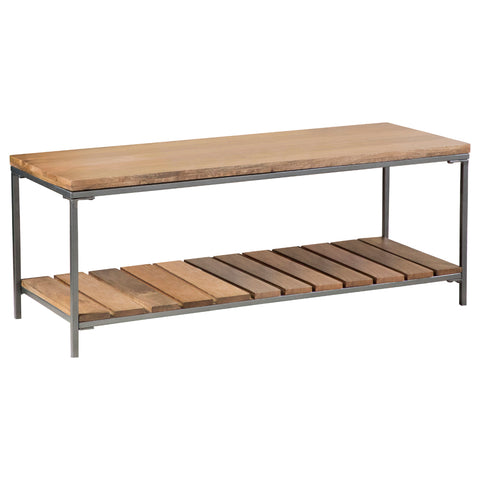 Xenia Wood Accent Bench with Shelf Natural and GunmetalNatural