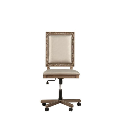 Kamau Executive Office Chair, Champagne Synthetic Leather & Antique Gold Finish