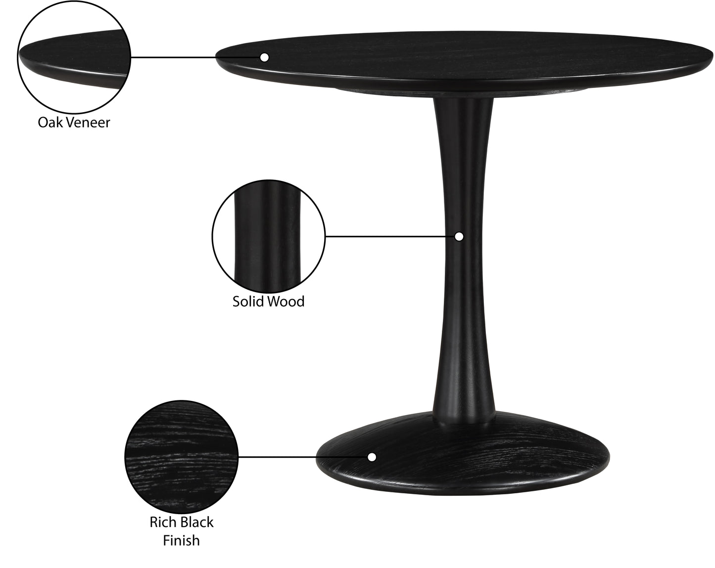 millwin black dining table