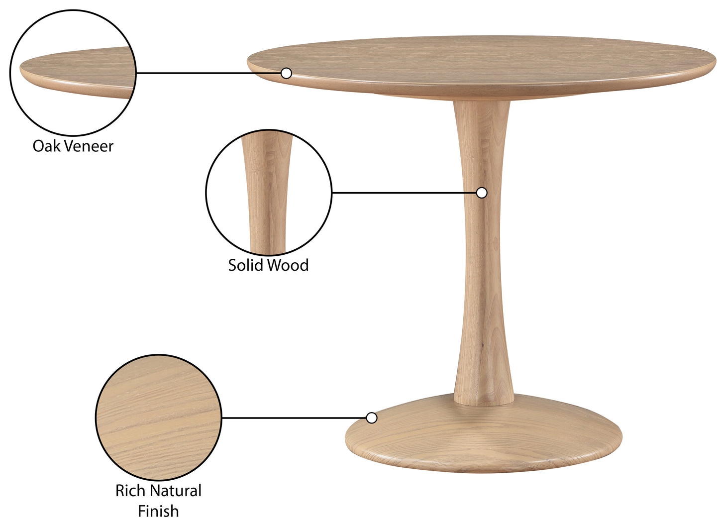 millwin natural oak dining table