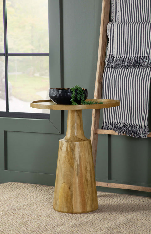 Theo Round Solid Mango Wood Accent Side Table NaturalNatural