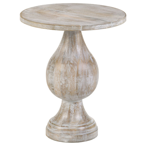 Rosie Round Pedestal Base Accent Side Table White WashedWhite Washed