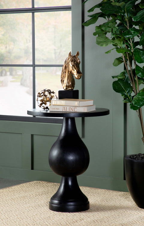 Rosie Round Pedestal Base Accent Side Table Black StainBlack Stain