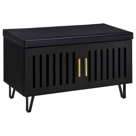 Eulaina 2-door Padded Entryway Shoe Storage Bench Black