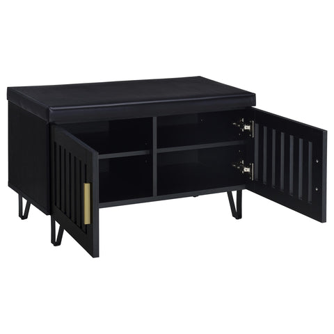 Eulaina 2-door Padded Entryway Shoe Storage Bench Black