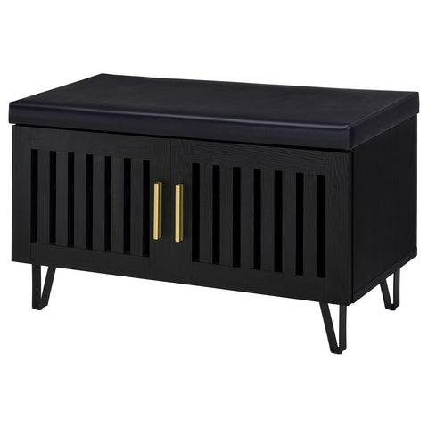 Eulaina 2-door Padded Entryway Shoe Storage Bench Black